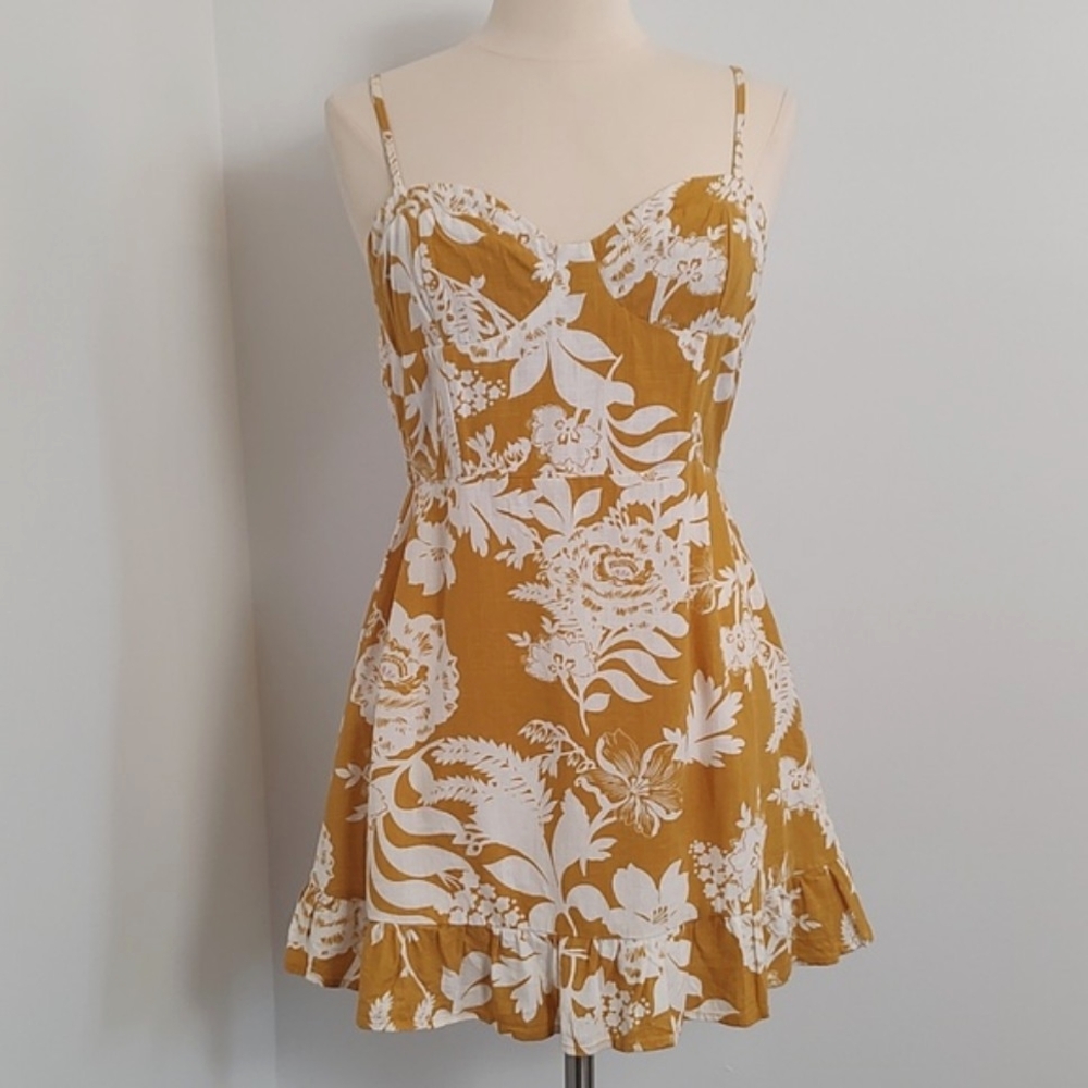 Wild Fable Floral Mustard Yellow & White Sun Dress /Size M - Picture 2 of 10